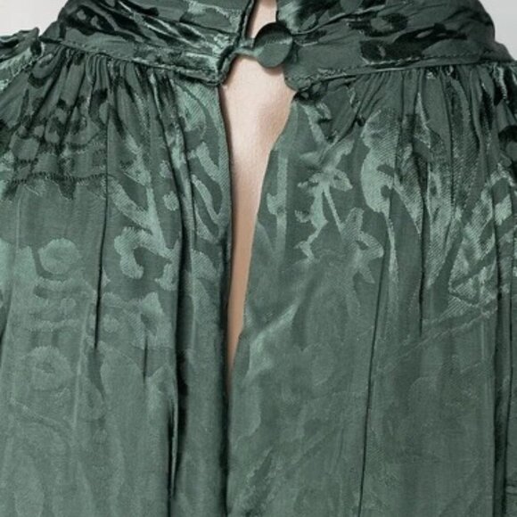 NEW ANTHROPOLOGIE Maxi Dress Green Size M Jacquard High Neck Balloon Sleeve - Picture 7 of 11